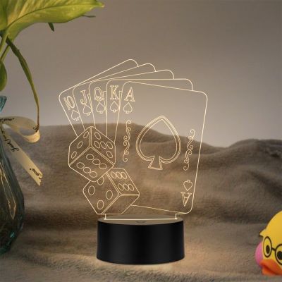 Playing Cards With Dice Night Lamp